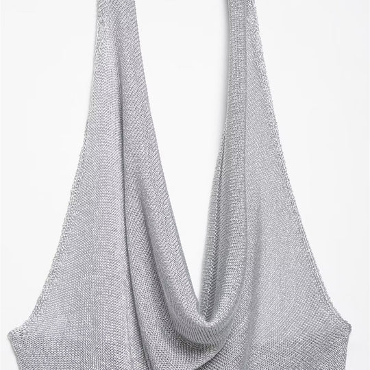 Damen Haltertop mit elegantem Wasserfallausschnitt und figurumspielendem Schnitt EB