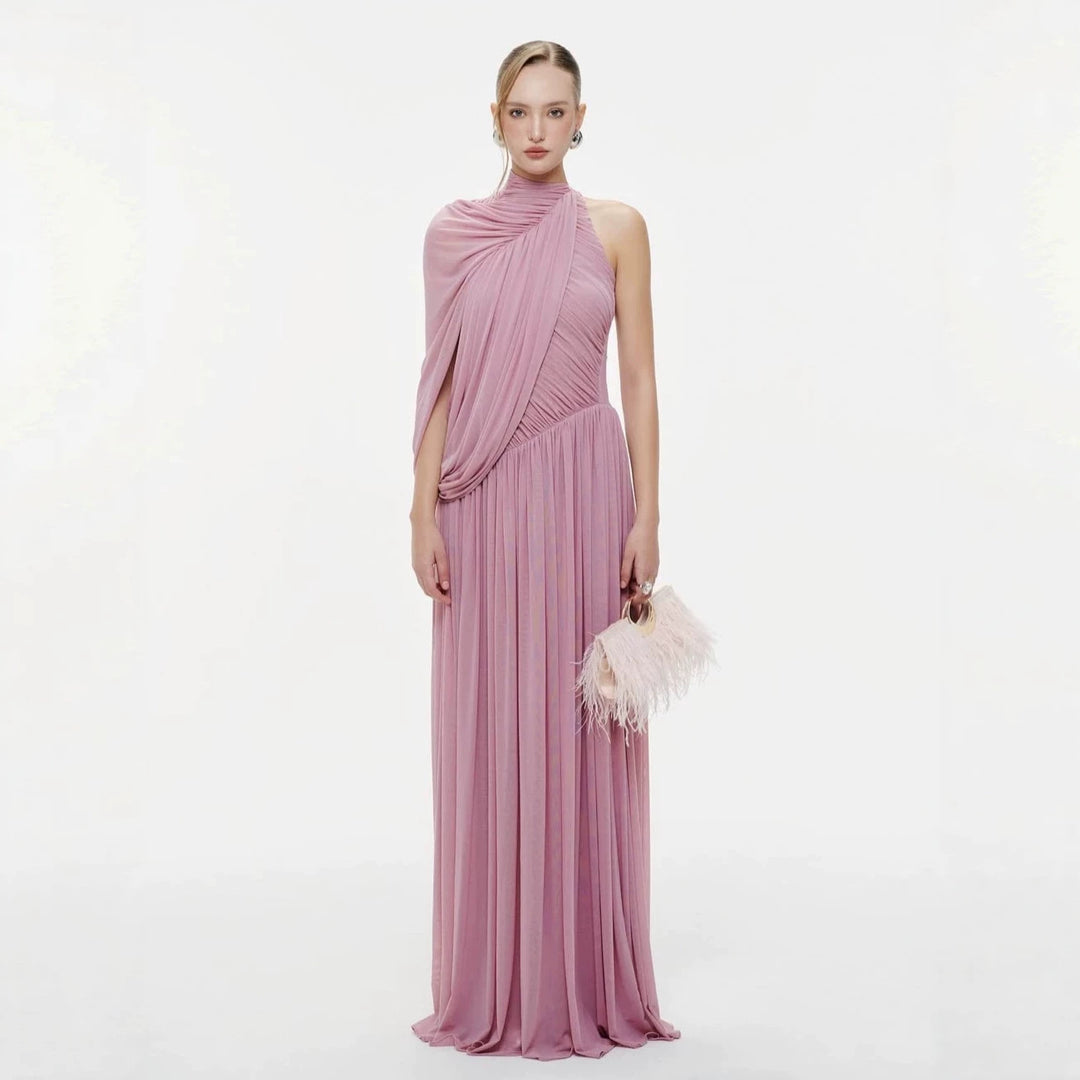Damen Elegantes Wickelkleid mit asymmetrischem Design und fließendem Drapée EB