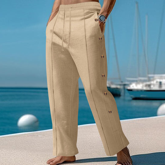 Herren elegante Sommerhose mit seitlichen Knöpfen EB