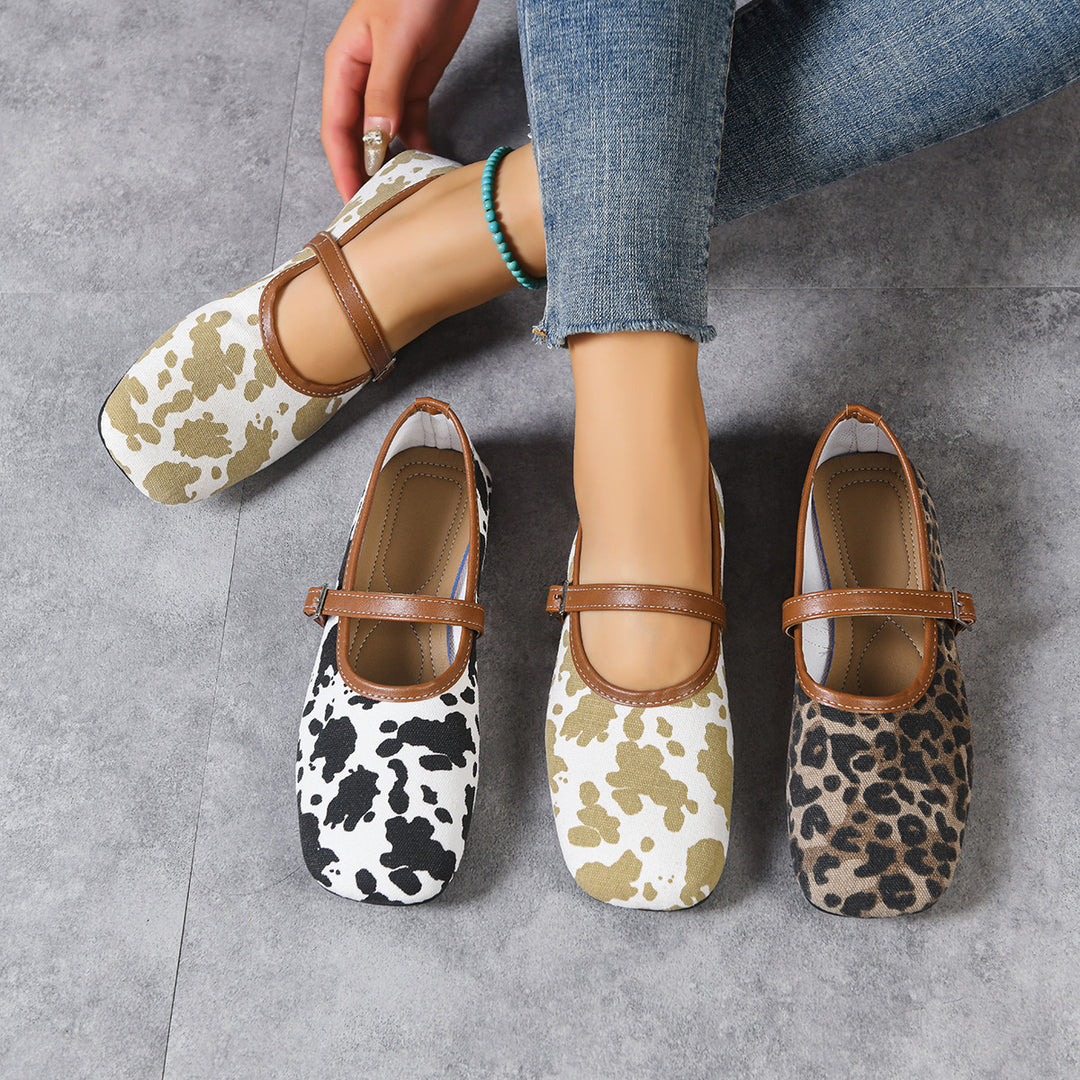 Damen  flache Mary-Jane Ballerinas mit verstellbarem Riemchen und gepolsterter Komfortinnensohle EB