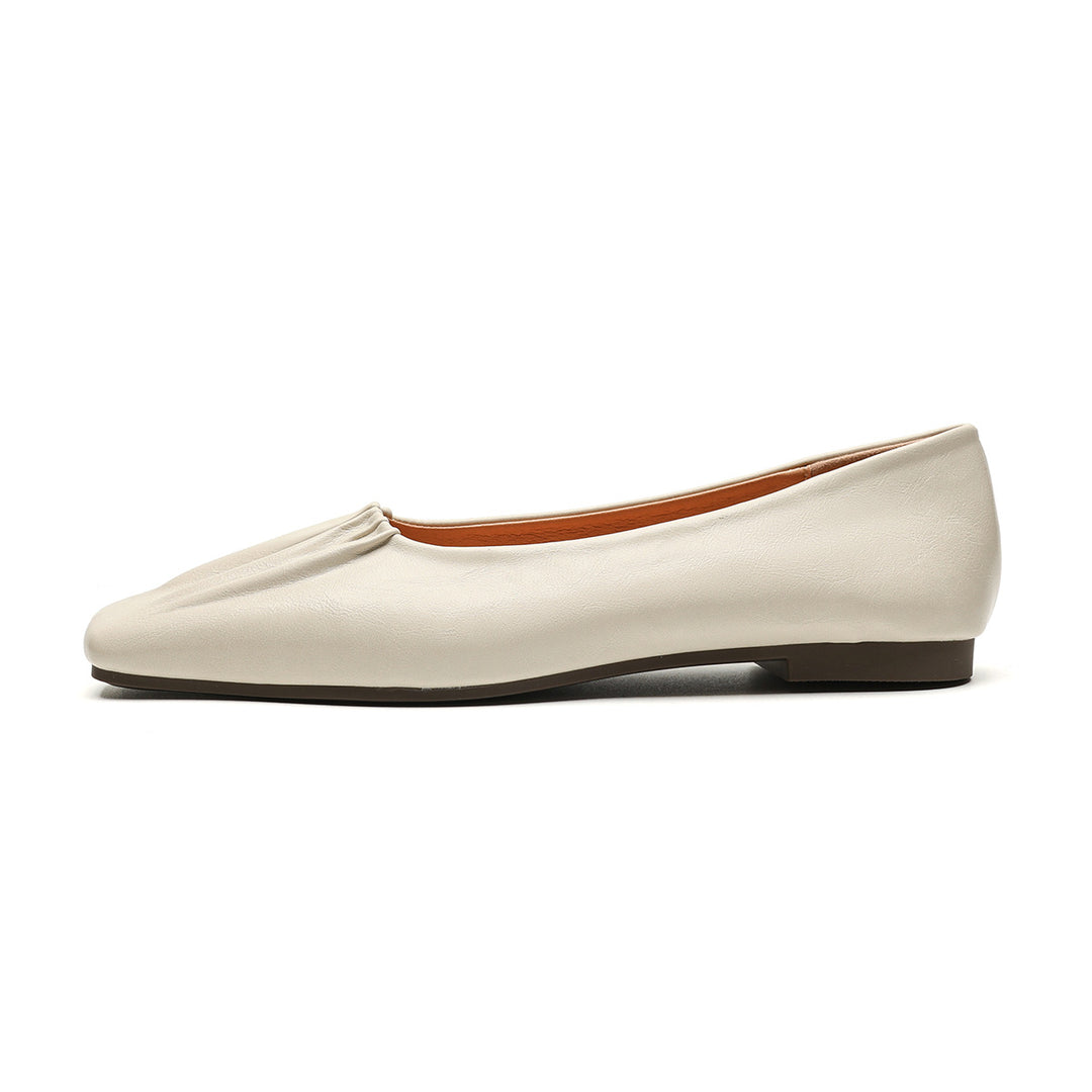 Damen Ballerinas aus hochwertigem Leder mit modischem Faltendesign EB