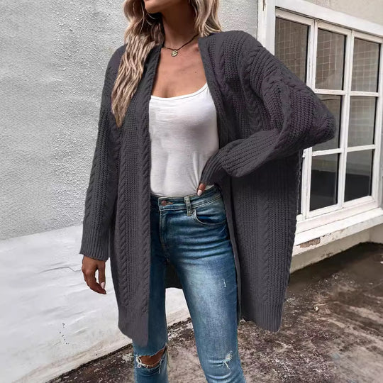Damen Grobstrick Cardigan mit weitem Schnitt und strukturierter Optik EB