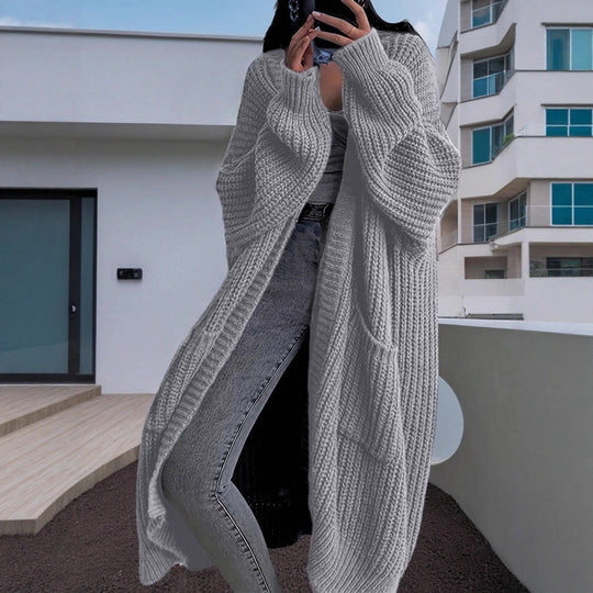 Damen Großer Strickcardigan mit lässiger Passform und großen Taschen EB