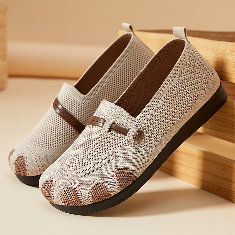Damen Bequeme Slip-On Ballerinas mit flexiblem Obermaterial EB