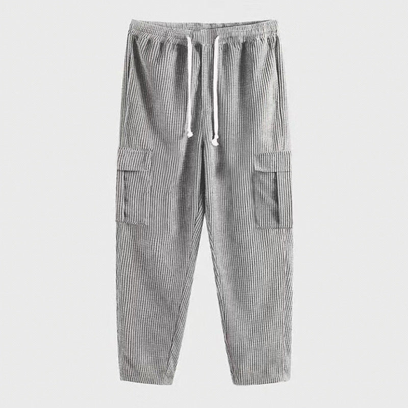 Damen lässige Cargo-Hose mit praktischen Seitentaschen und verstellbarem Kordelzug EB