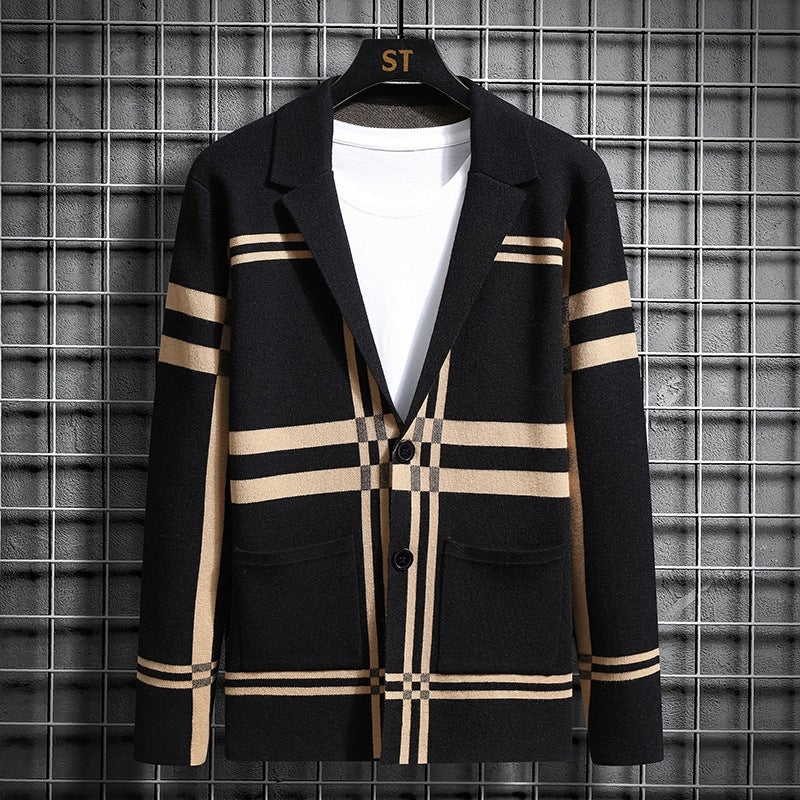 Herren modische Strickjacke mit einzigartigem Karomuster EB