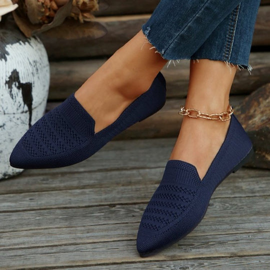 Damen Slipper mit atmungsaktivem Strickdesign EB