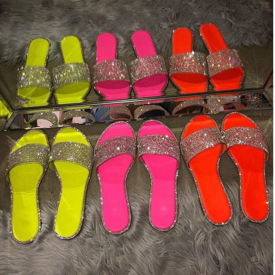 Damen Glamouröse Strandsandalen mit Strassverzierungen EB