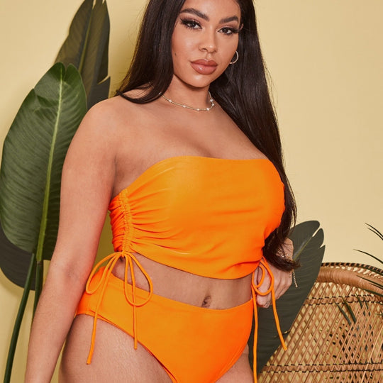 Damen Tankini-Set mit verstellbarem Wickel-Top und hochgeschnittenen Shorts EB