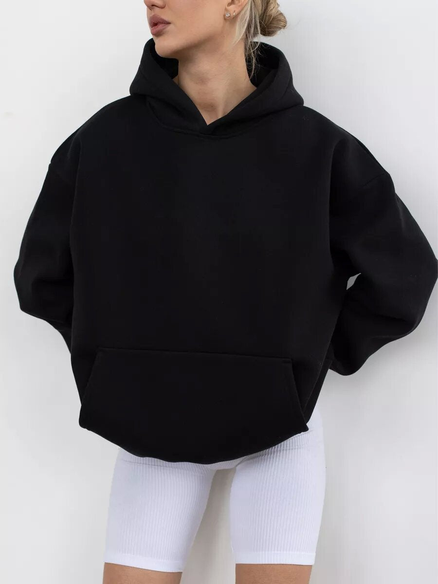 Damen Kuscheliger Oversized Hoodie mit Kängurutasche EB