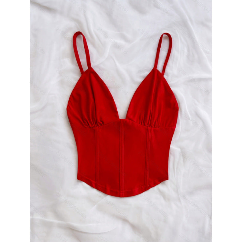 Damen Bustier-Oberteil mit tiefem V-Ausschnitt und dekorativen Raffungselementen EB