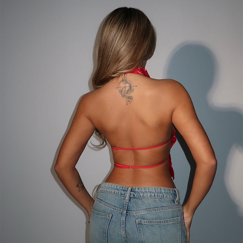 Damen modernes Crop-Top mit Stehkragen und seitlichen Cut-Outs EB