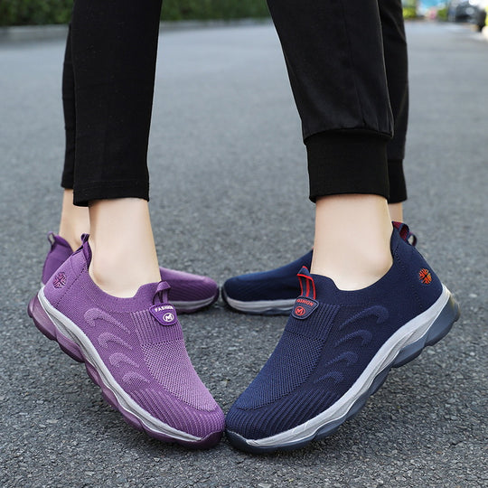 Damen Bequeme Slip-On Laufschuhe mit Elastischem Einstieg EB