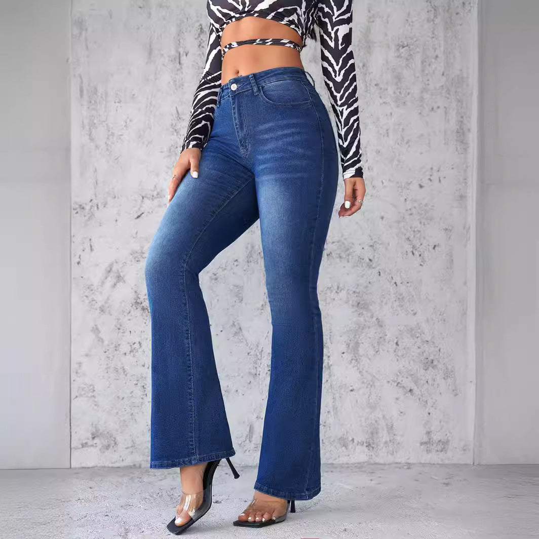 Damen Flared Jeans mit hohem Bund und vintage Charakter EB