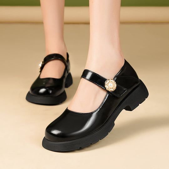 Damen elegante Mary Jane Ballerinas mit Schmuckdetail und rutschfester Sohle EB