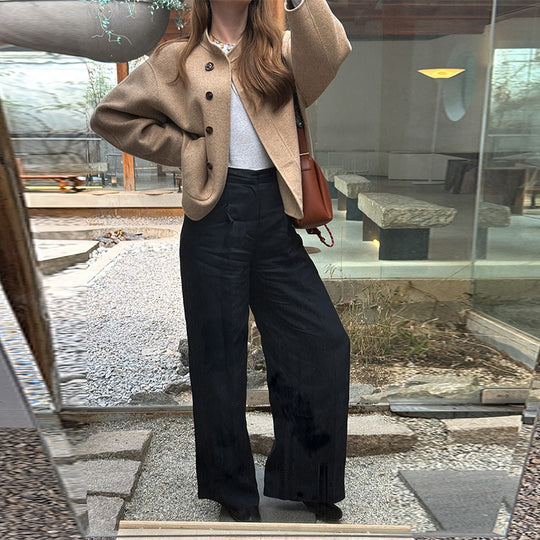 Damen Zeitlose Wolljacke im minimalistischen Design EB