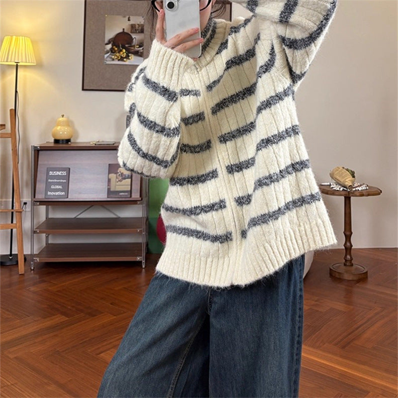 Damen Strickpullover mit hohem Kragen EB