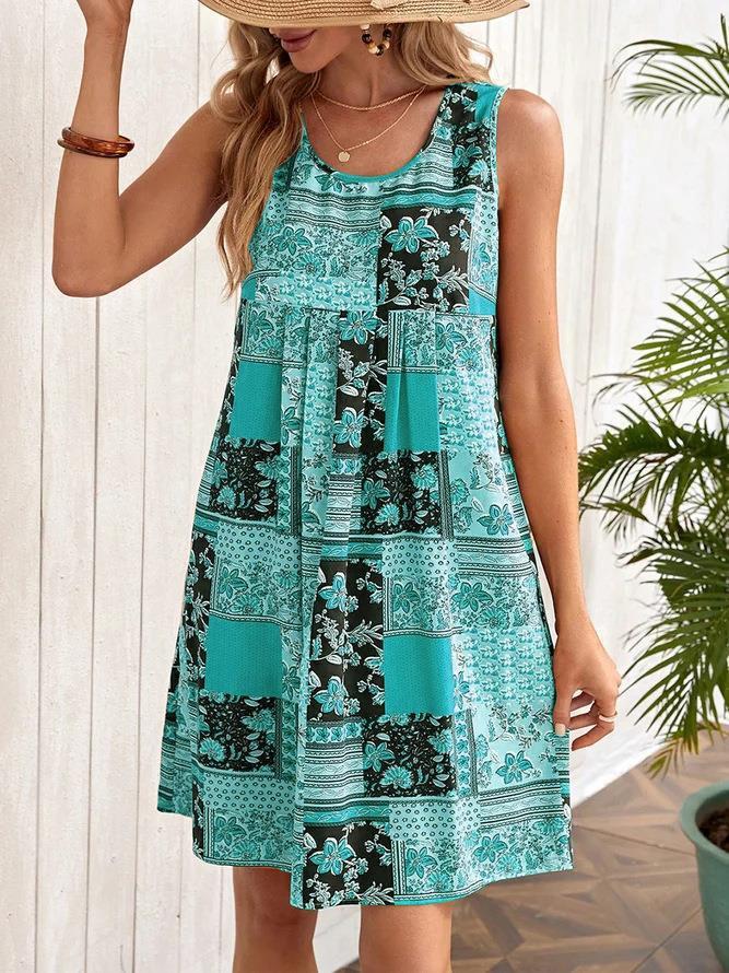 Damen Sommerkleid mit floralem Patchwork-Design EB