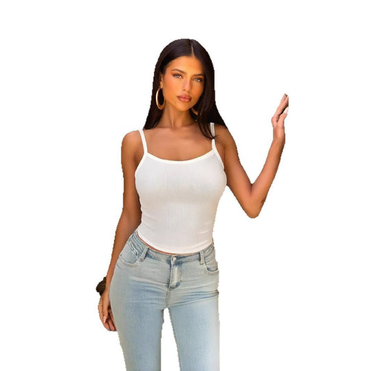 Damen Basic Tops mit verstellbaren Trägern und figurbetontem Schnitt EB