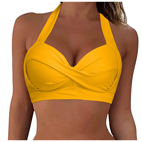 Damen Sportliches Bikinioberteil mit tiefem Ausschnitt und Halter-Design EB