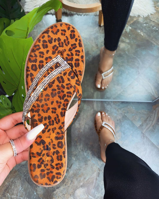 Damen modische Flip-Flops mit Glitzersteinen und ergonomischem Fußbett EB