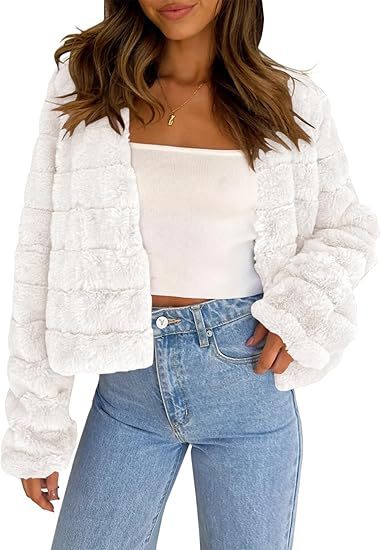Damen Flauschige Kurzjacke im modernen Design EB