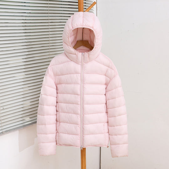 Damen nan ultraleichte Steppkurzjacke mit Thermo-Isolierung, ergonomischer Kapuze und packbarem Design EB