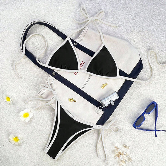 Damen Triangel-Bikini mit verspieltem Schnürdesign EB