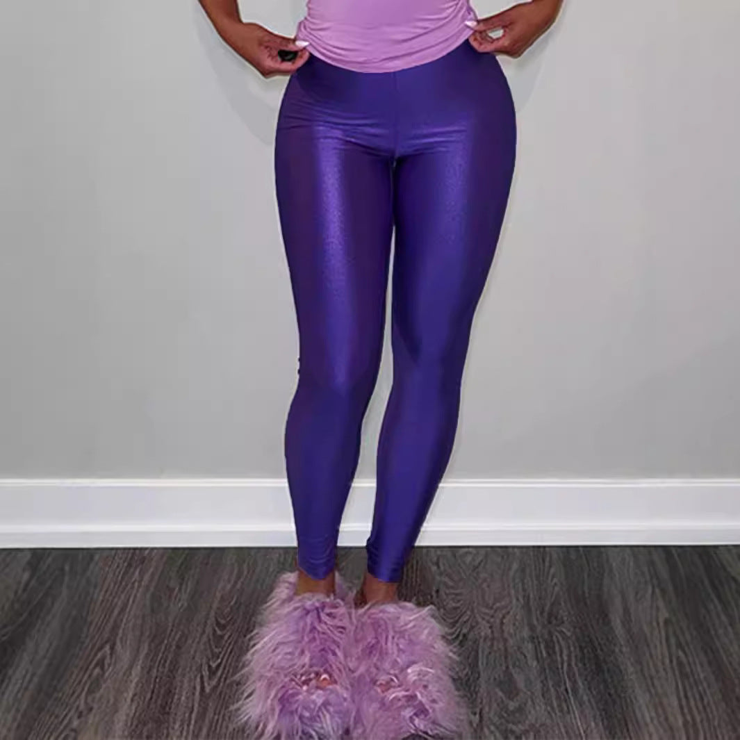 Damen Hochwertige Shiny Leggings mit hohem Bund und perfekter Passform EB