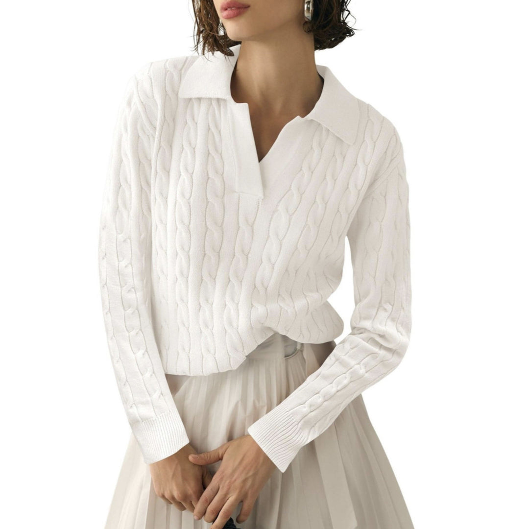 Damen Poloshirt mit Strickmuster und kontrastierenden Akzenten EB