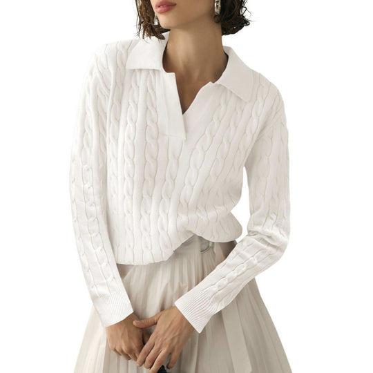 Damen Poloshirt mit Strickmuster und kontrastierenden Akzenten EB