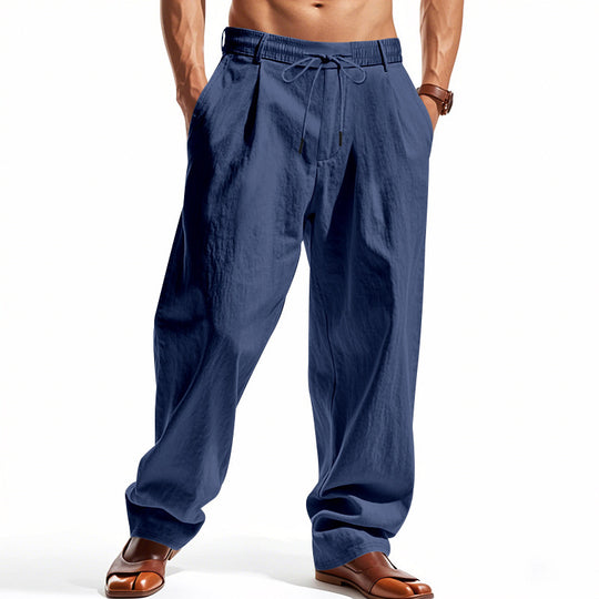 Herren nan weite Bundfalten-Chinohose mit Umschlag, konisch zulaufendem Schnitt und seitlichen Eingrifftaschen EB