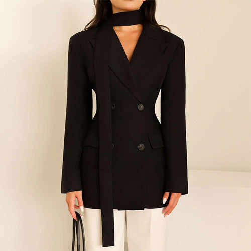 Damen eleganter taillierter Blazer mit Schal EB