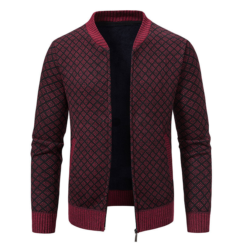 Herren Strickjacke mit modernem Zippverschluss und strukturiertem Design EB