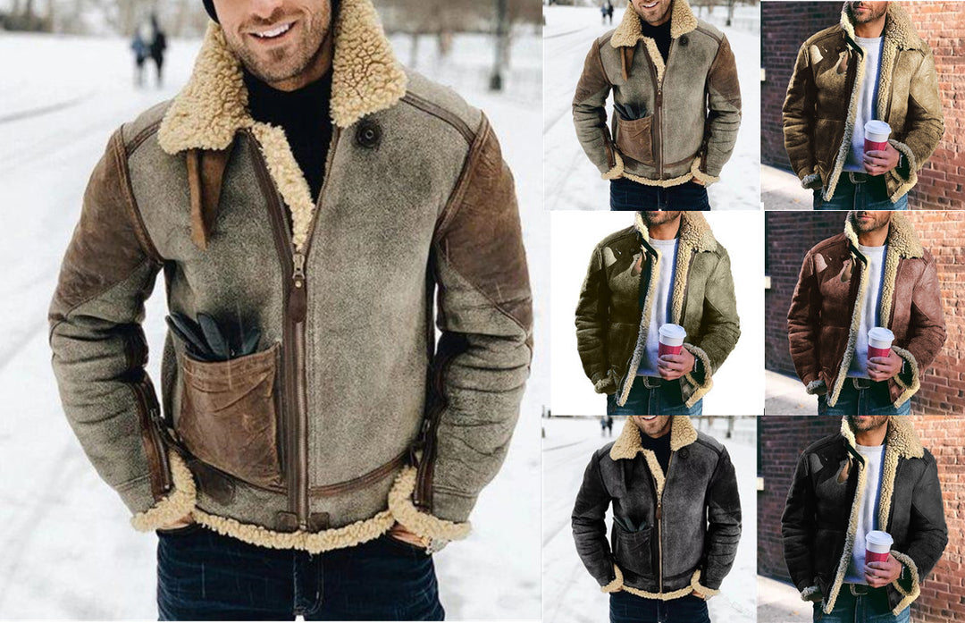 Herren Wool-Lederjacke mit warmem Innenfutter EB