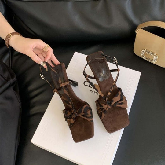 Damen Slingback High Heel Sandalen mit dekorativem Knotendesign EB