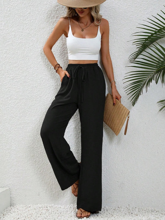 Damen weite Sommerhose mit elastischem Bund und lässigem Schnitt EB
