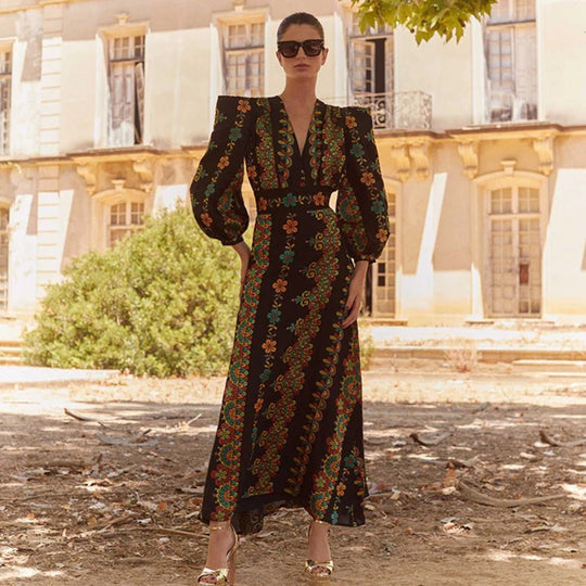 Damen Zweiteiliges Outfit mit kurzem Oberteil und floralem Maxirock EB