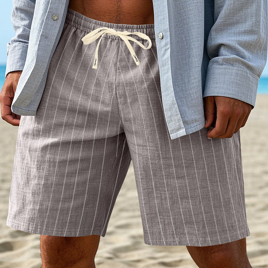 Herren nan entspannte Strandbermuda mit feiner Nadelstreifenstruktur elastischem Tunnelzugbund und seitlichen Eingrifftaschen EB