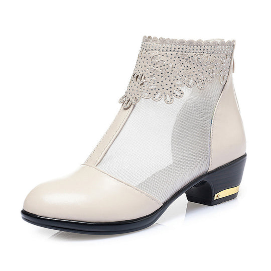 Damen Stiefeletten mit transparentem Mesh-Einsatz und funkelndem Schmuckdetail EB