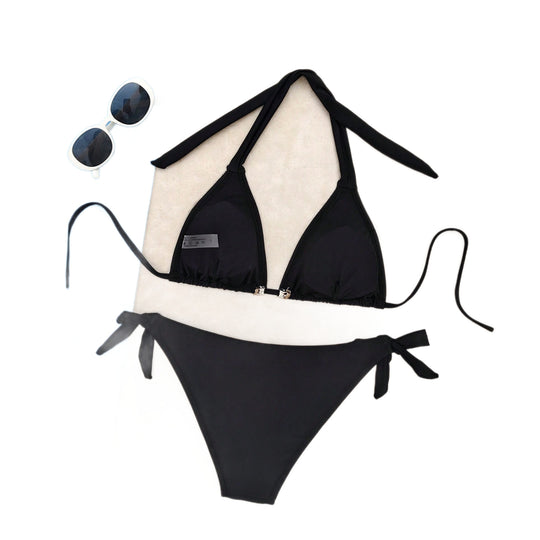Damen Triangel-Bikini mit dekorativen Muscheln und Spitze EB