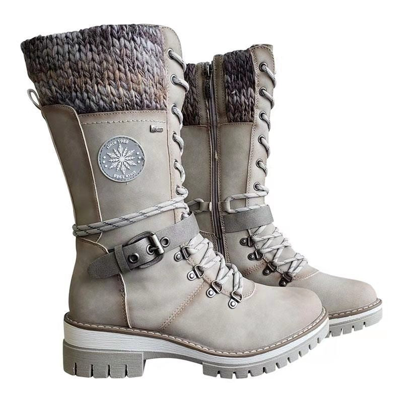 Damen Winterstiefel mit warmem Futter und trendigem Schnürdesign EB