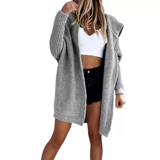 Damen Stricktop mit Kapuze und lässigem Schnitt EB