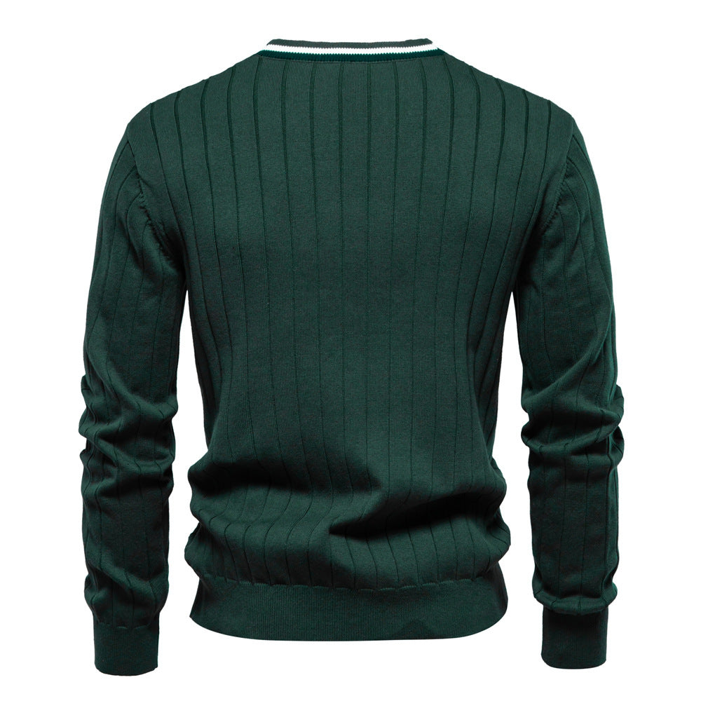 Herren Strickjacke mit elegantem V-Ausschnitt und feiner Rippstruktur EB
