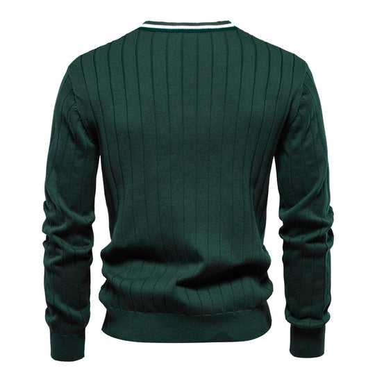 Herren Strickjacke mit elegantem V-Ausschnitt und feiner Rippstruktur EB