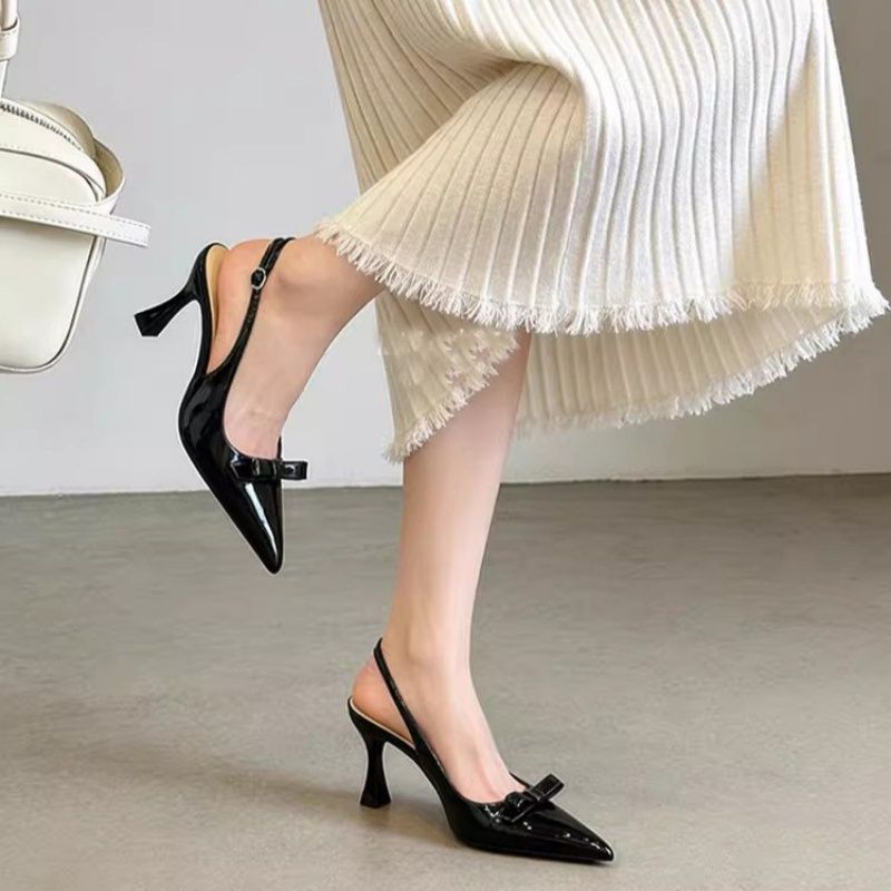 Damen elegante Slingback-Pumps mit zierlicher Schleifenverzierung EB