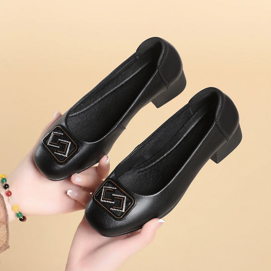 Damen Elegante Ballerinas mit modischem Schmuckdetail und bequemem Blockabsatz EB
