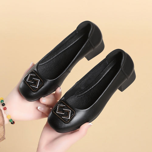 Damen Elegante Ballerinas mit modischem Schmuckdetail und bequemem Blockabsatz EB