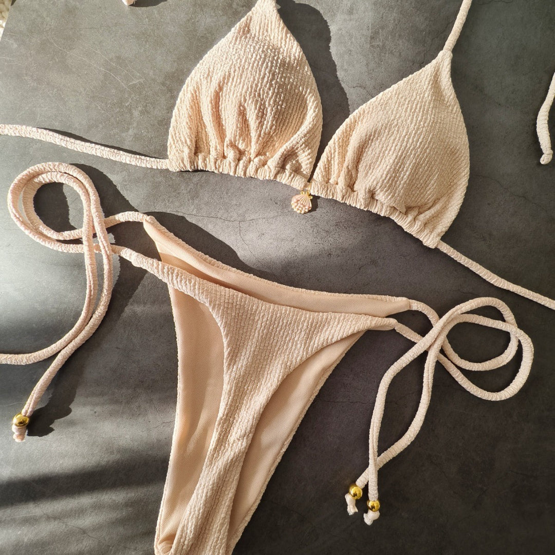 Damen Triangel-Bikini mit elastischen Banddetails EB