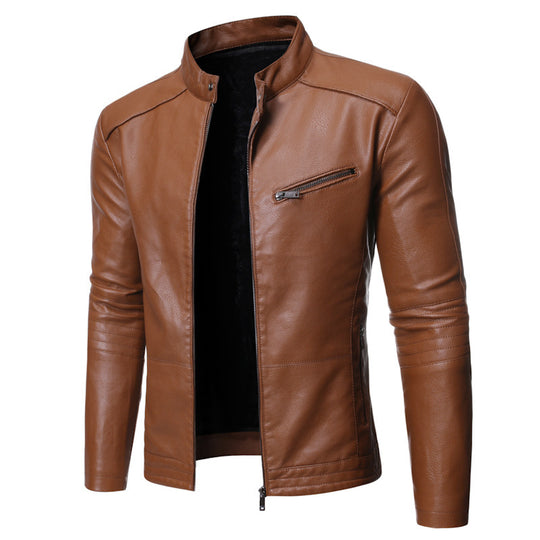 Herren elegante Motorradjacke mit modernem Stehkragen EB